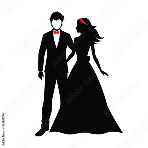 Silhouette of a Bride and Groom at a Wedding Ceremony Symbolizing Love and Commitment with Romantic Undertones and Elegant Attire