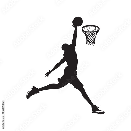 basketball slam dunk vector silhouette clip art logo design illustration