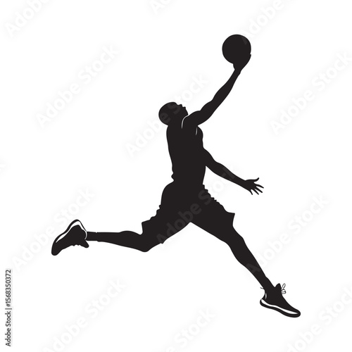 basketball slam dunk vector silhouette clip art logo design illustration