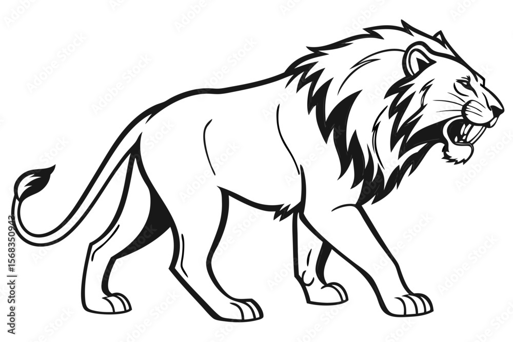 Fototapeta premium coloring page line art the lion black vector