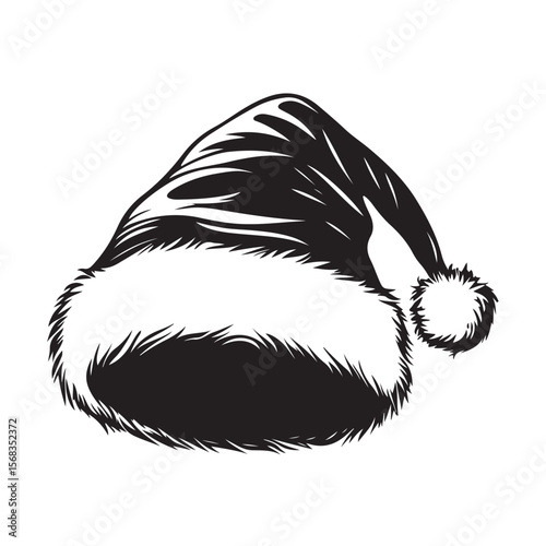 Vector Santa's hat icon. Two-tone version on black and white background 