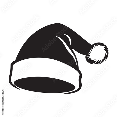 Vector Santa's hat icon. Two-tone version on black and white background 