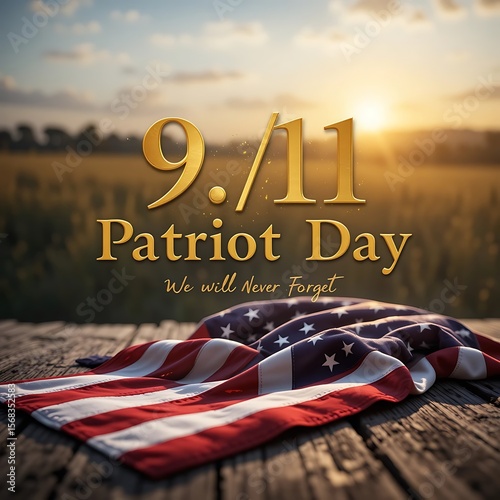 Patriot Day 9/11 American Flag We Will Never Forget