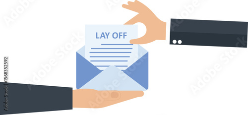 Layoff Letter Illustration Business Downsizing Concept Employee Termination Notice Hand Holding Envelope,Layoff, Termination, Unemployment, Job Loss, Downsizing, Redundancy, Dismissal, Letter,