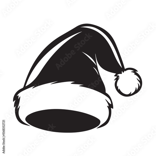 Vector Santa's hat icon. Two-tone version on black and white background 