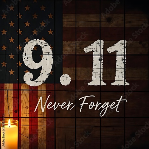 9/11 Patriot Day:September 11th memorial with american flag