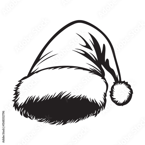 Vector Santa's hat icon. Two-tone version on black and white background 