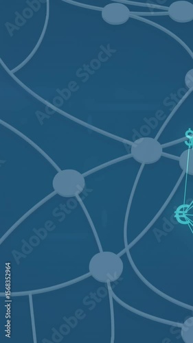 Animation of network of connections with financial icons