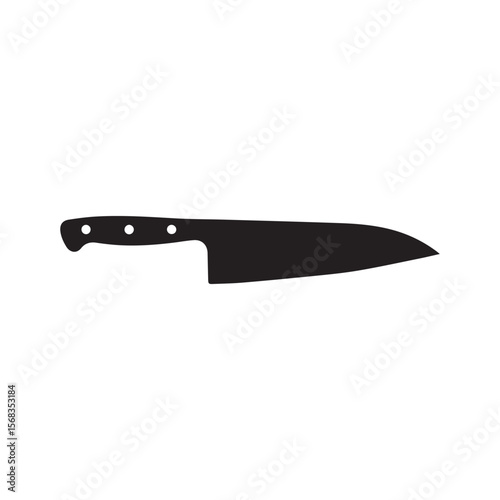 Kitchen knife with sharp steel blade icon vector silhouette symbol isolated on white background