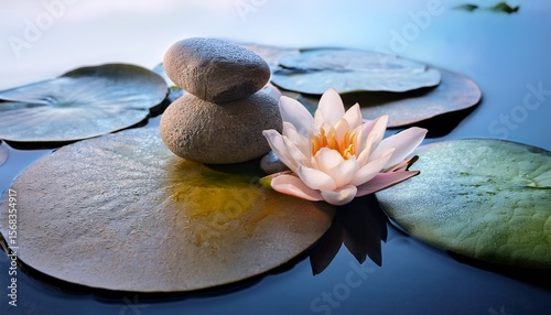 tranquil spa stones are enhanced by the presence of lotus blooms then removed