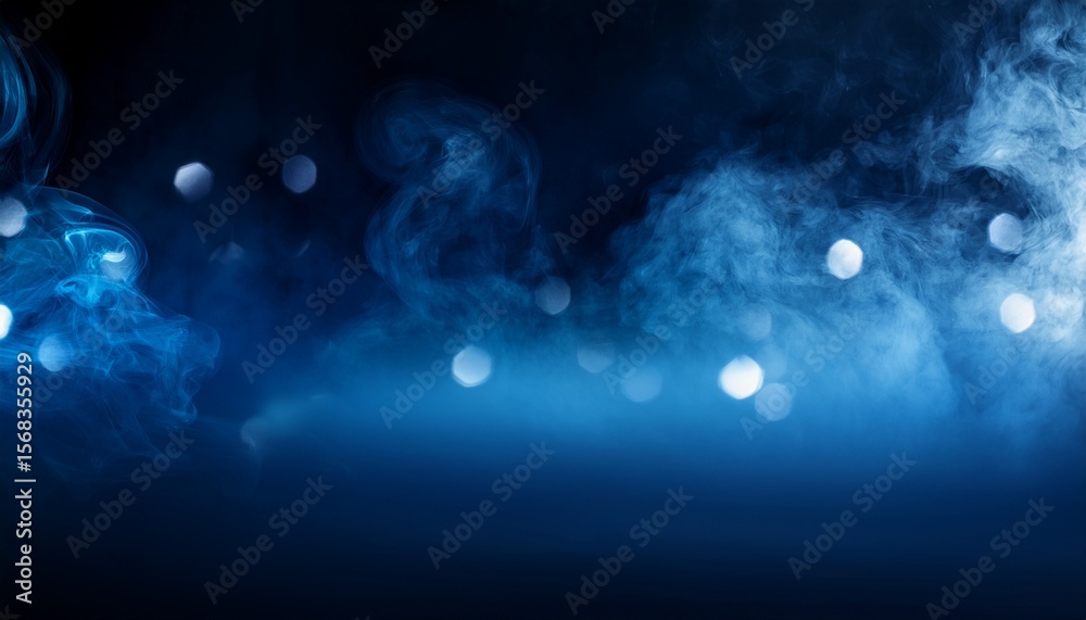 Obraz premium dark blue smoke and fog background with subtle bokeh lights