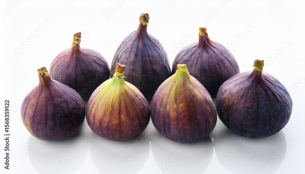 Fototapeta premium seven figs arranged on a surface isolated on white background