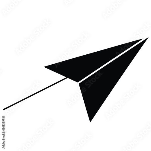 vector black color of a paper plane flying 