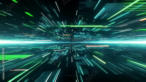 Abstract Technology Background with Glowing Lines and Futuristic Data Stream Effect