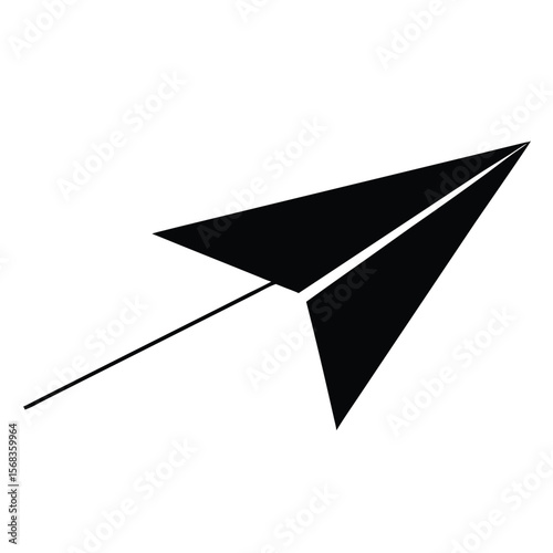 vector black color of a paper plane flying 