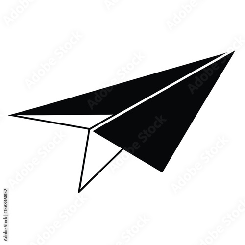 vector black color of a paper plane flying 