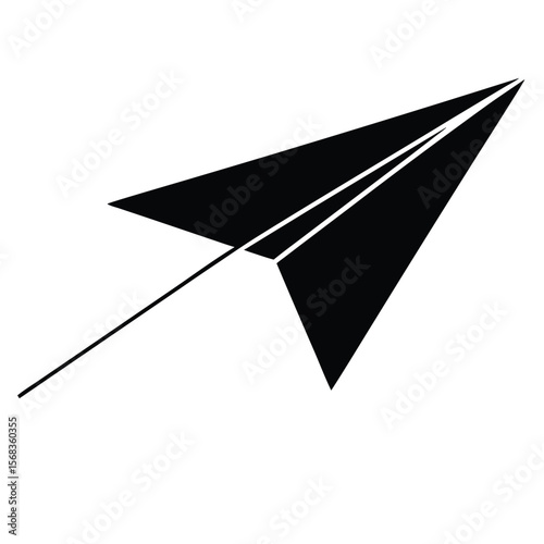 vector black color of a paper plane flying 