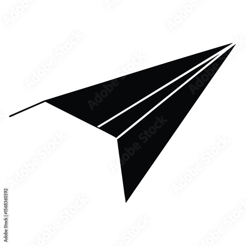 vector black color of a paper plane flying 