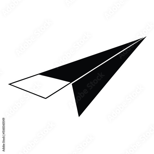 vector black color of a paper plane flying 