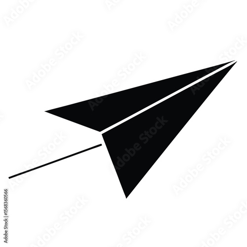 vector black color of a paper plane flying 