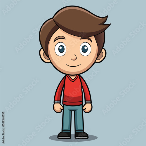Flat Vector Cartoon Boy Mascot Character Illustration