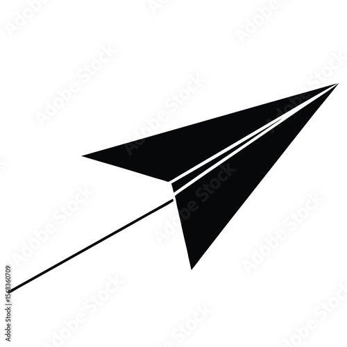 vector black color of a paper plane flying 