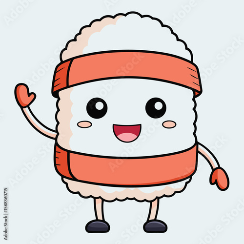Adorable Kawaii Sushi Character Illustration Happy Maki