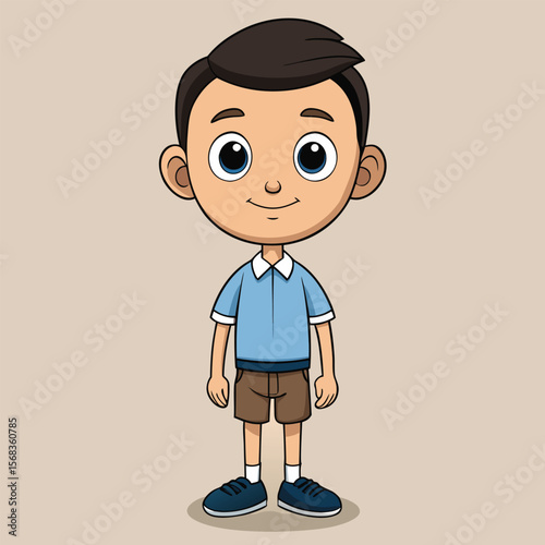 Adorable Cartoon Schoolboy Illustration  Cheerful Child Character Design