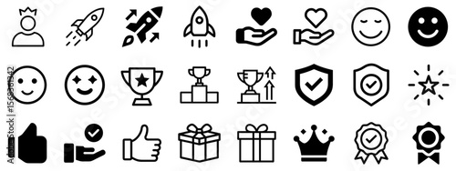 Minimal Black Vector Icons for Benefits, Rewards, and Features | Business, and Marketing UI Elements