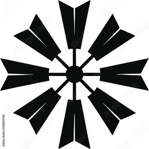 Geometric Arrow Mandala Eight-Pointed Starburst Design