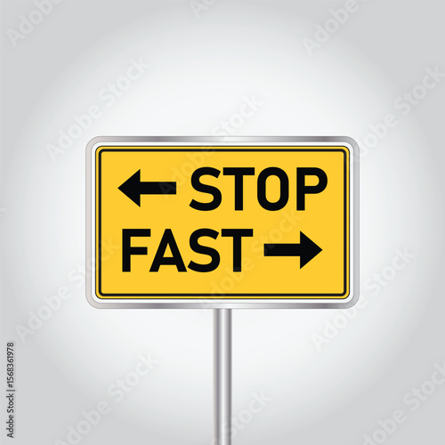 Fast or slow road sign, Slovenia traffic sign on a white background. Vector illustration. In a world where choices matter, a fork in the road presents two paths, fast or slow pace, lane or living fast