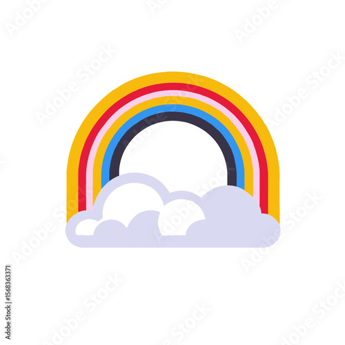 Colorful Rainbow and Clouds Illustration- Whimsical Rainbow Design for Kids- Cheerful Rainbow Art- Rainbow and Clouds Graphic- Bright and Playful Rainbow Image
