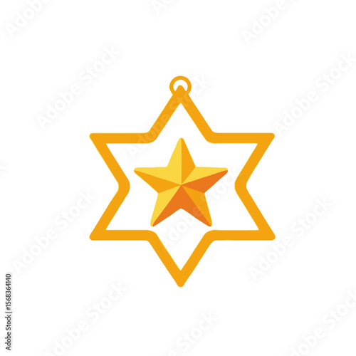 Golden Star of David Ornament-Holiday Decorations-Jewish Symbol-Cultural Icon-Geometric Design-Festive Decor-Hanukkah Celebration-Religious Art-Traditional Motif-Star Shape
