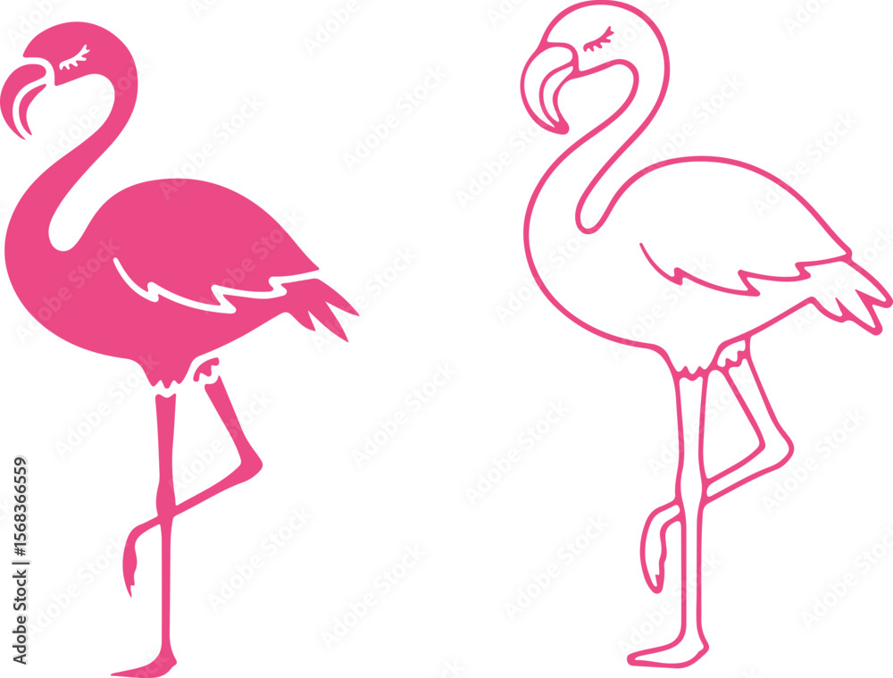 Fototapeta premium Flamingo svg, Beauty flamingo svg, Tropical flamingo svg, Pink flamingo svg