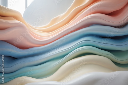 Smooth Layered Waves Pastel Colored Surface Texture Abstract Background