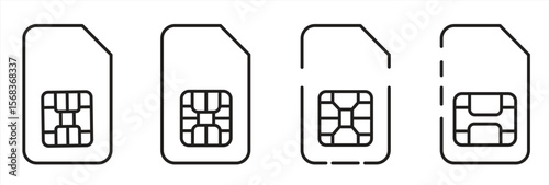 sim card line icon, Mobile Phone Chip Card Sim symbol, isolated on white background, vector illustration.