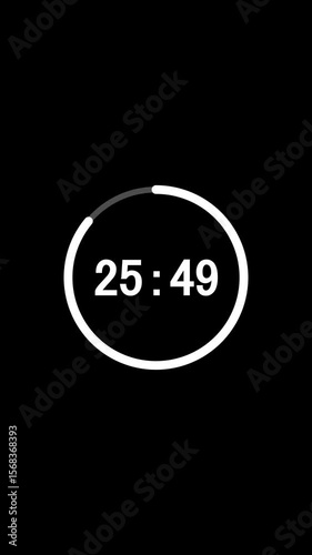 30 to 0 seconds countdown animation on circle loading. Circle countdown timer animation from Thirty to Zero counting with alpha channel.