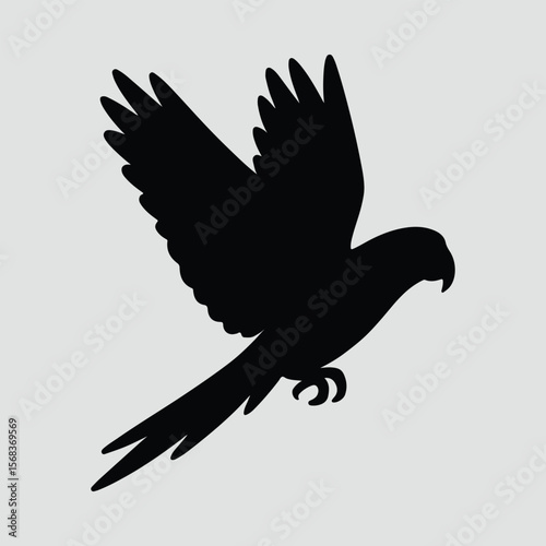 Silhouette macaw parrot flying bird simple vector illustration