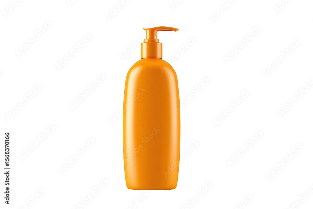 An environmentally friendly orange shampoo bottle isolated on a white background, png, transparent An environmentally friendly orange shampoo bottle isolated on a white background, png, transparent