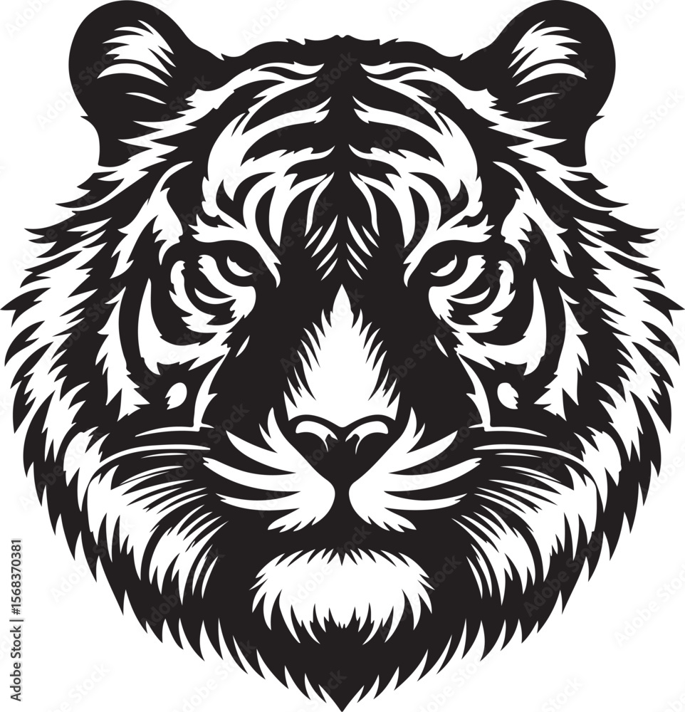 Fototapeta premium A silhouette tiger face vector