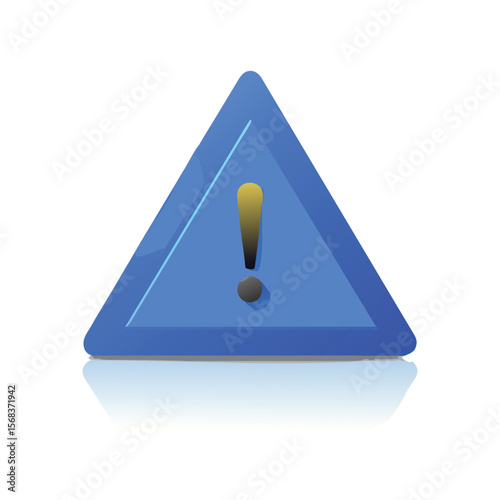 Blue warning triangle symbol with exclamation mark for safety and risk prevention