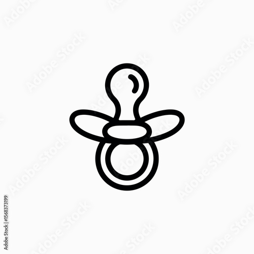 Minimal Outline Icon of a Baby Pacifier Simple and Clean Design