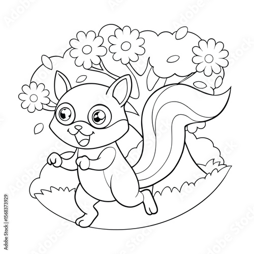 Playful Squirrel Jig Under Tree Spring