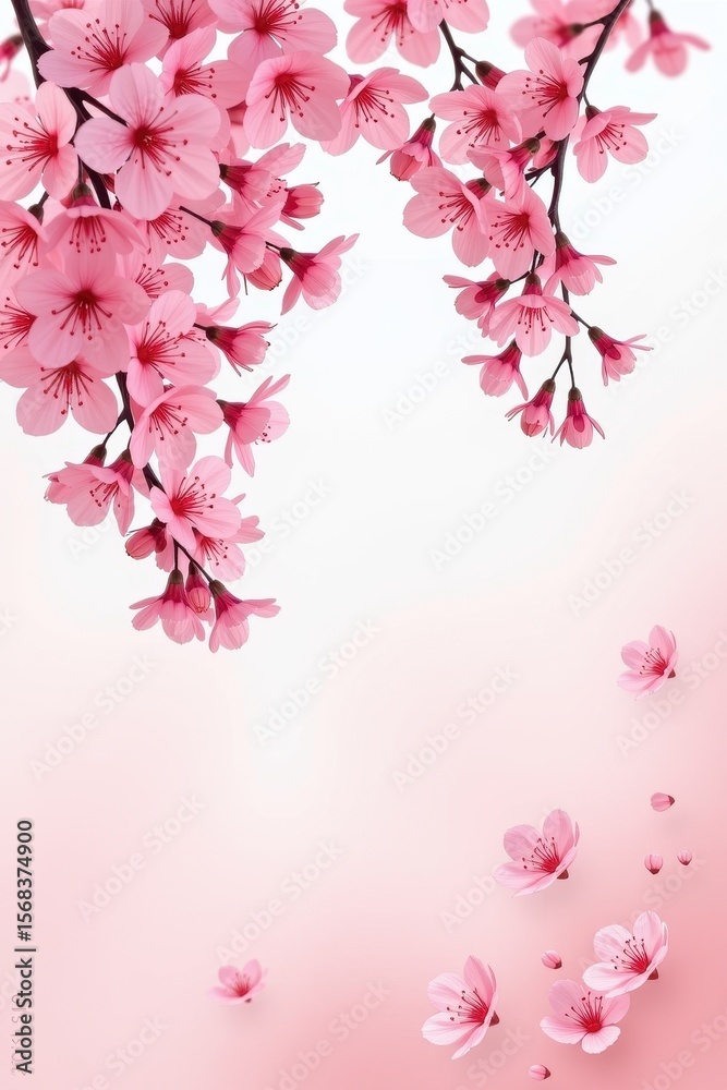 custom made wallpaper toronto digitalDelicate Cherry Blossom Branches with Petals on a Soft Pink Background