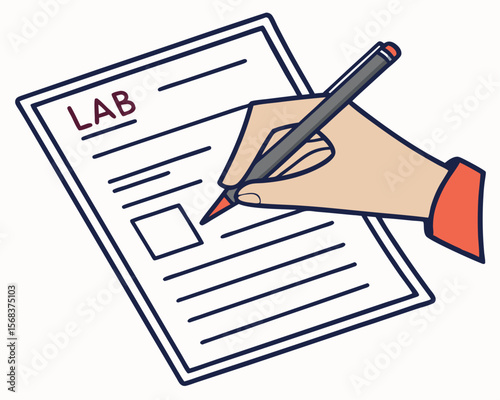 Hand with paper and pen and check mark vector illustration. check, pen, business, pencil, paper, list.