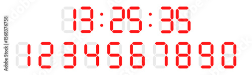 Paper Calculator, Digital Numbers and shadow design vector illustration. Digital clock numbers set.