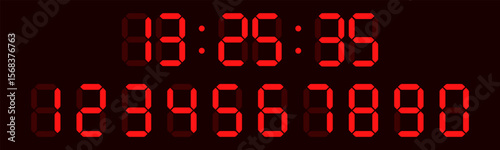 Paper Calculator, Digital Numbers and shadow design vector illustration. Digital clock numbers set.
