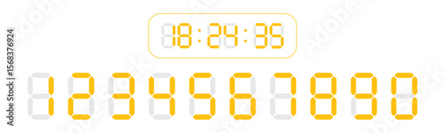 Paper Calculator, Digital Numbers and shadow design vector illustration. Digital clock numbers set.