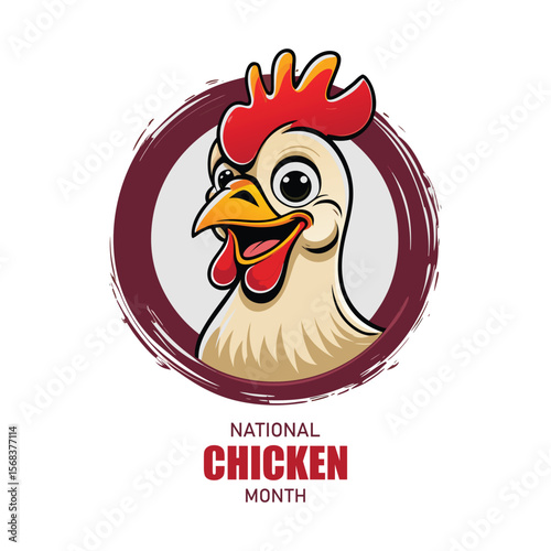 National Chicken Month is observed every year in September. Holiday concept. Template for background, banner, card, poster, placard, design template with unique shapes with standard color.