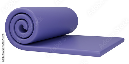 Stylized purple exercise mat. Isolated on transparent background
